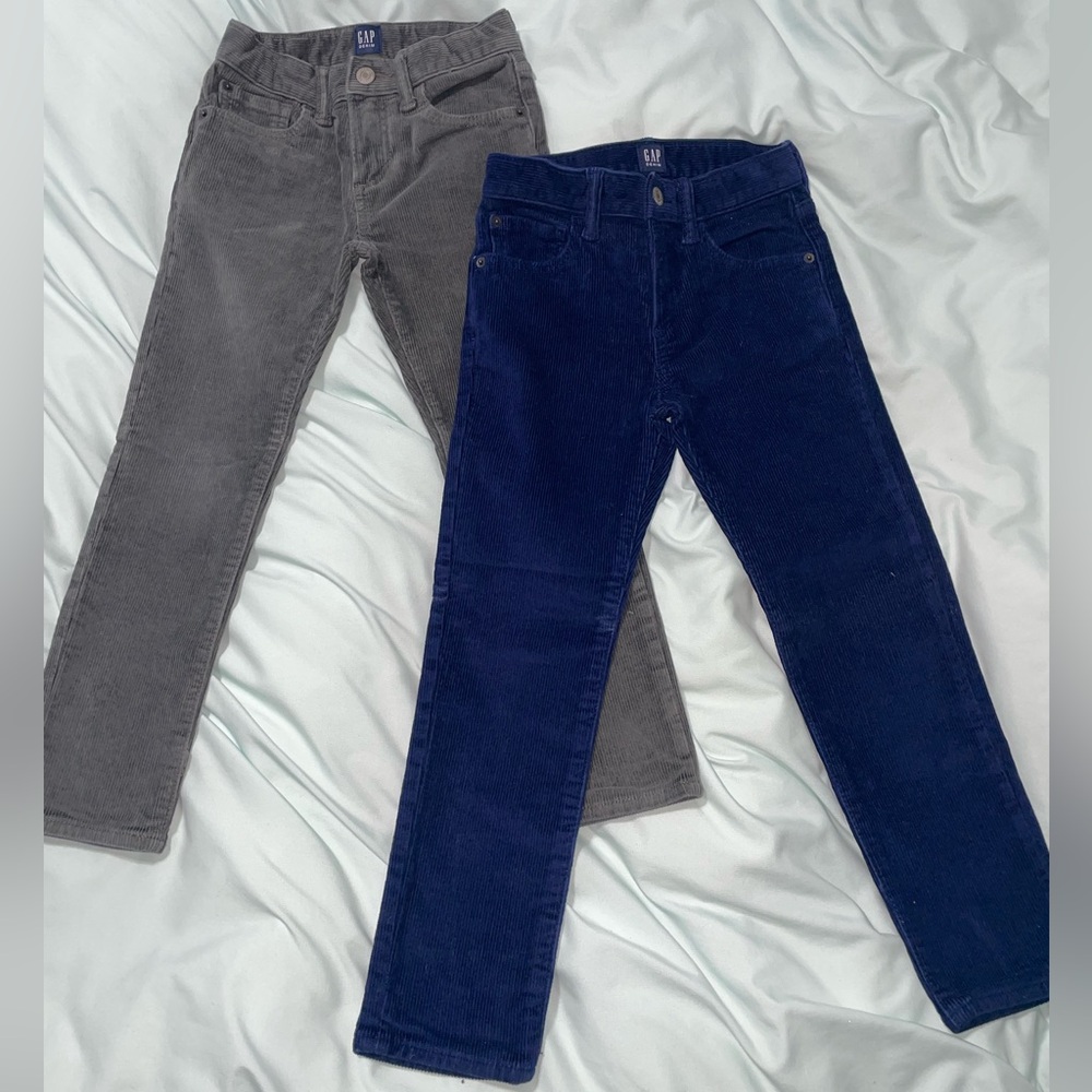 Gap Denim boys size 6 corduroy pants, navy blue, and gray
